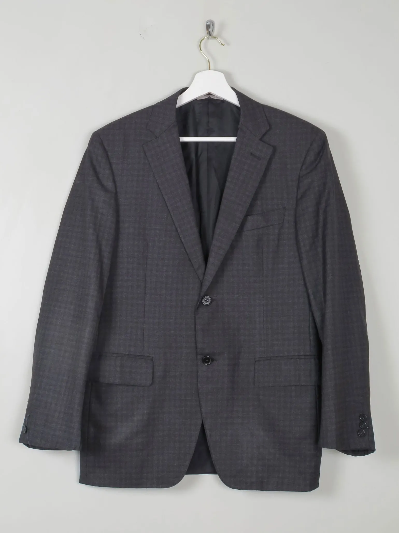 Men's Vintage Grey & Black Check Jacket By Canali 38 R