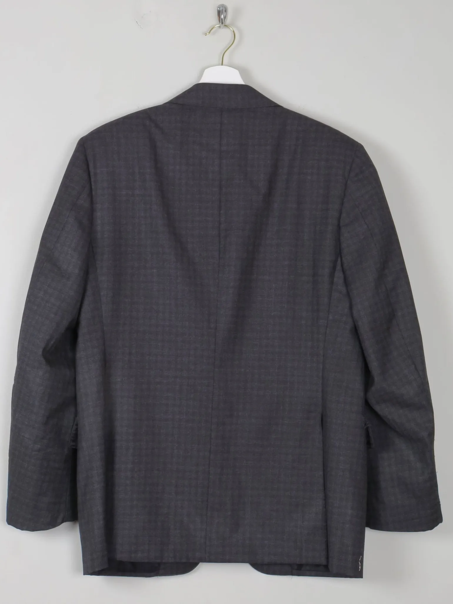 Men's Vintage Grey & Black Check Jacket By Canali 38 R