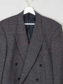 Men's Vintage Grey & Navy Houndstooth Jaeger Double Breasted Jacket 44