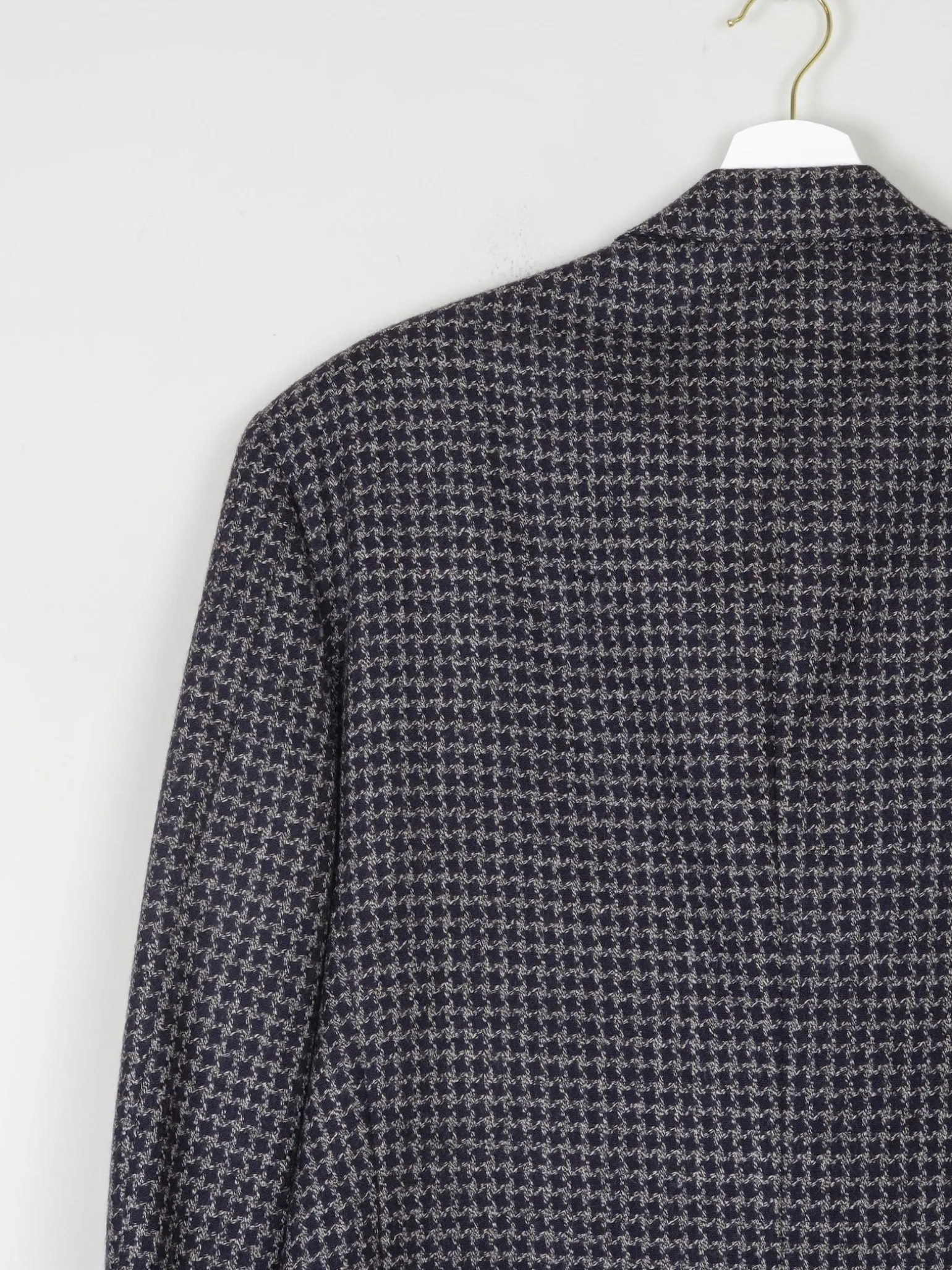 Men's Vintage Grey & Navy Houndstooth Jaeger Double Breasted Jacket 44" L
