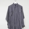 Men's Vintage Grey Silk Shirt S *slightly damaged *