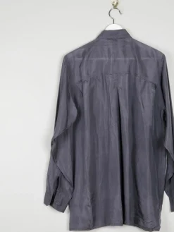 Men's Vintage Grey Silk Shirt S *slightly damaged *