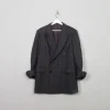 Men's Vintage Grey Striped 70s Wool Jacket 42"