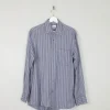 Men's Vintage Grey Striped Lacoste Shirt M