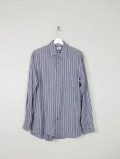Men's Vintage Grey Striped Lacoste Shirt M