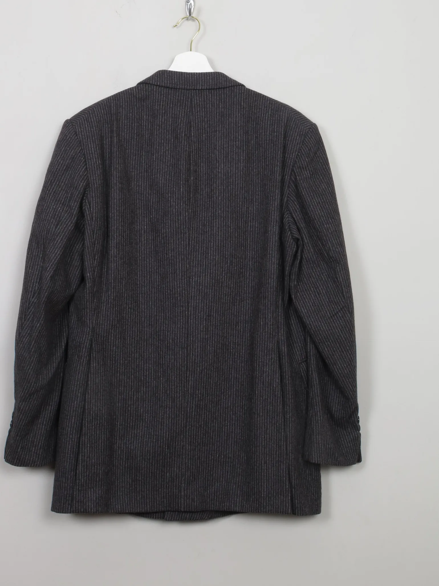Men's Vintage Grey Striped 70s Wool Jacket 42"
