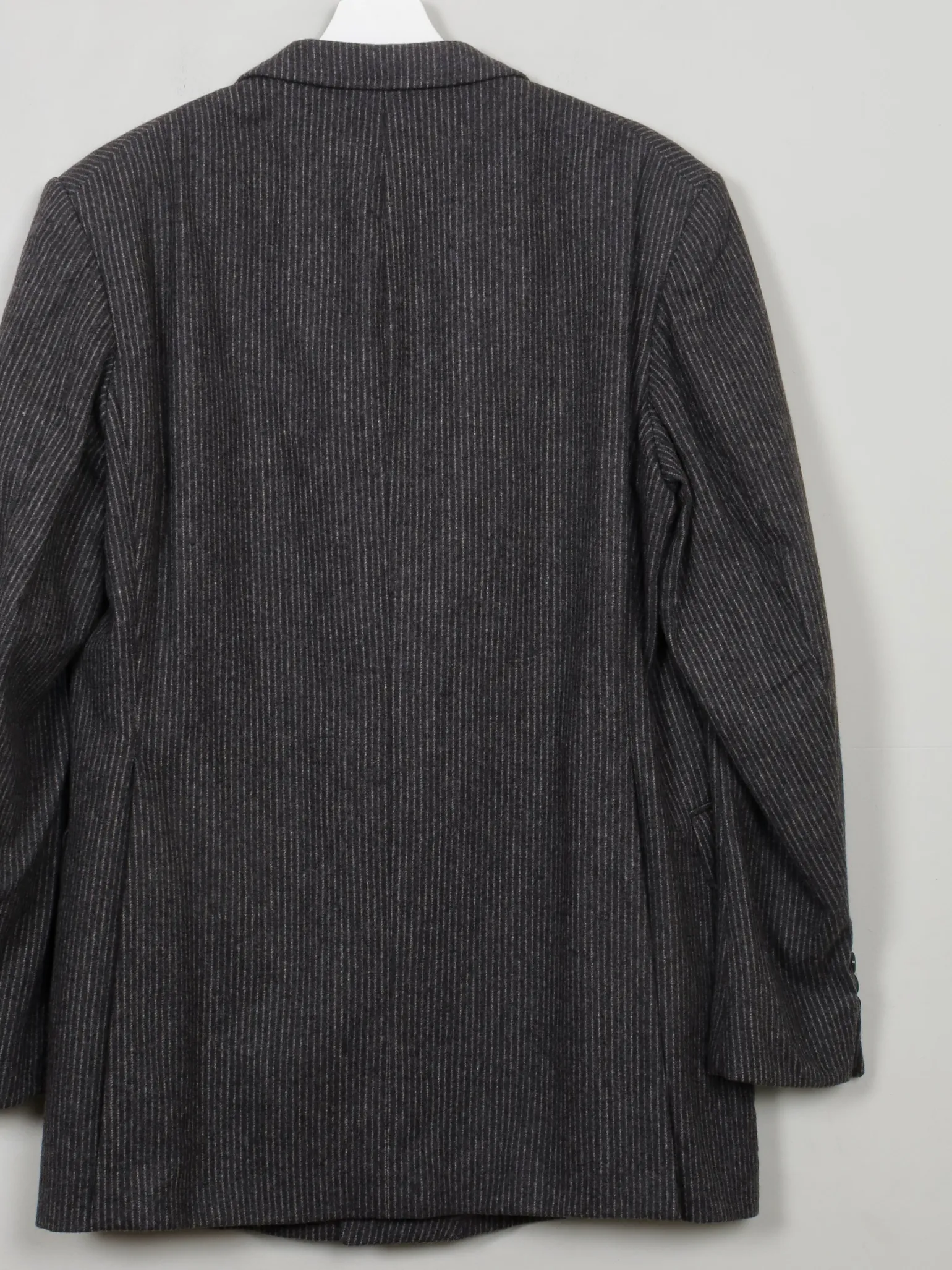 Men's Vintage Grey Striped 70s Wool Jacket 42"