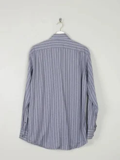 Men's Vintage Grey Striped Lacoste Shirt M