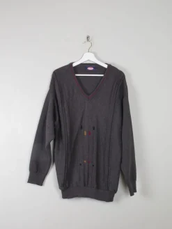 Men's Vintage Grey V- Neck Jumper Unworn L