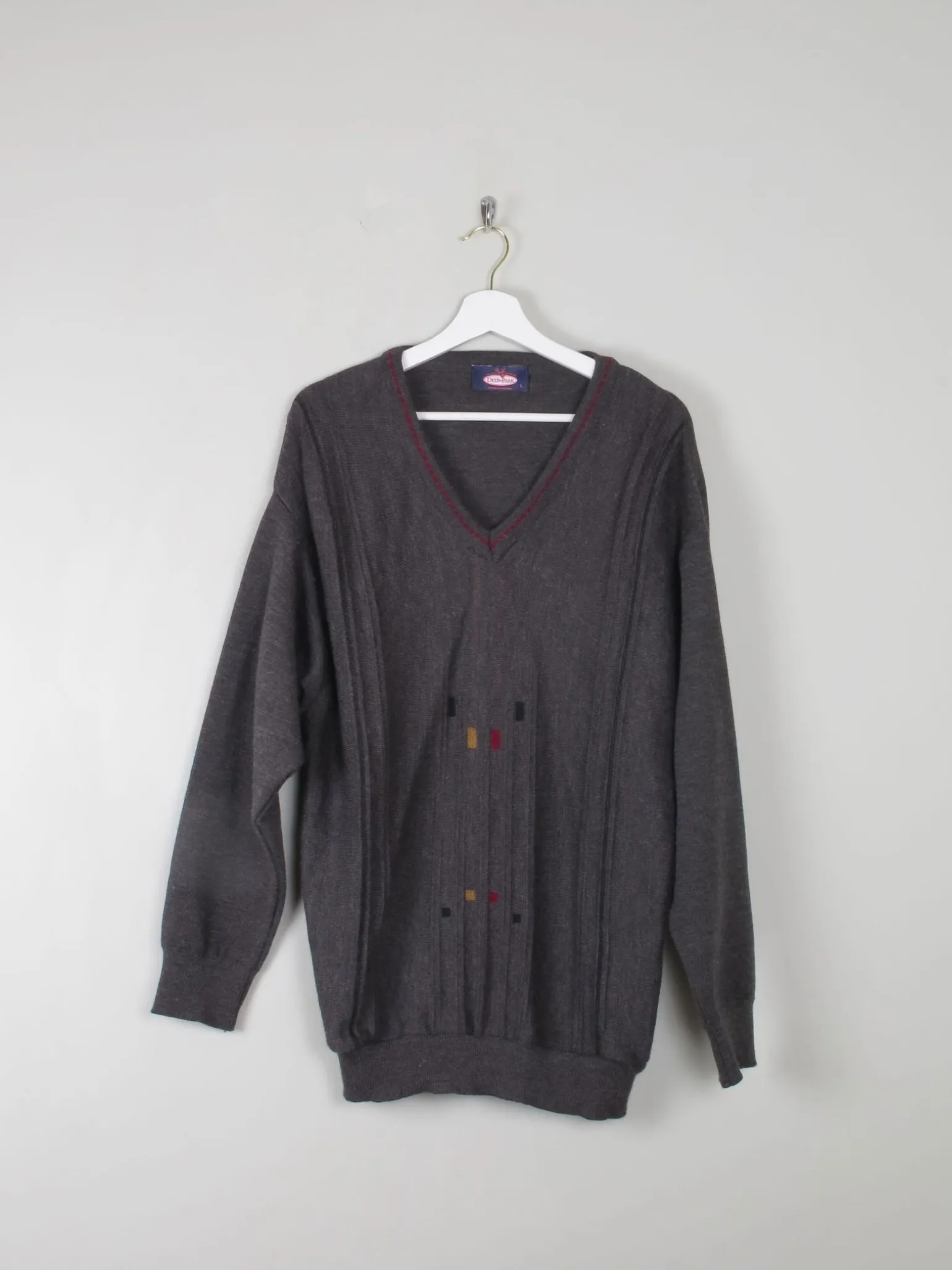 Men's Vintage Grey V- Neck Jumper Unworn L