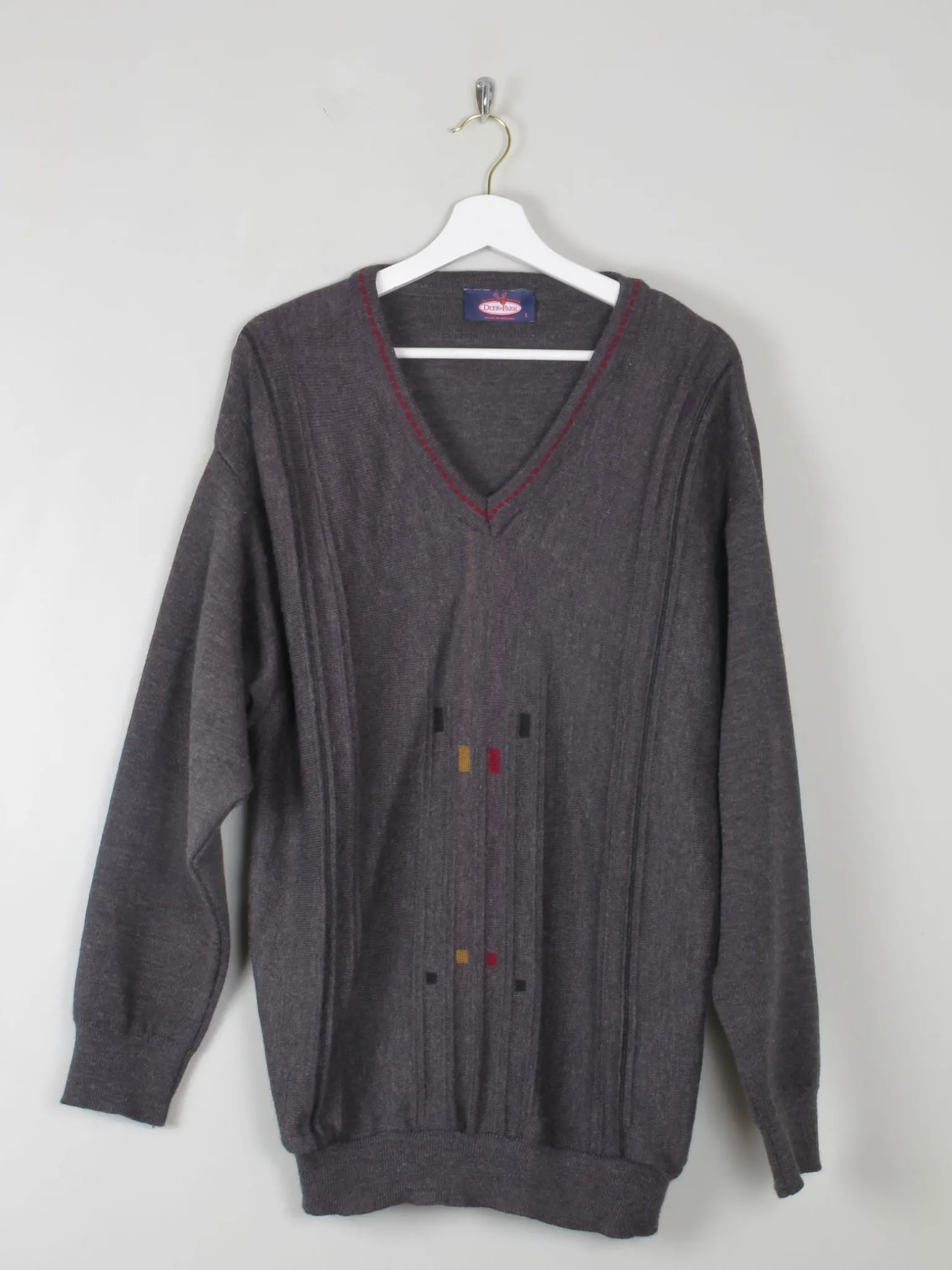 Men's Vintage Grey V- Neck Jumper Unworn L