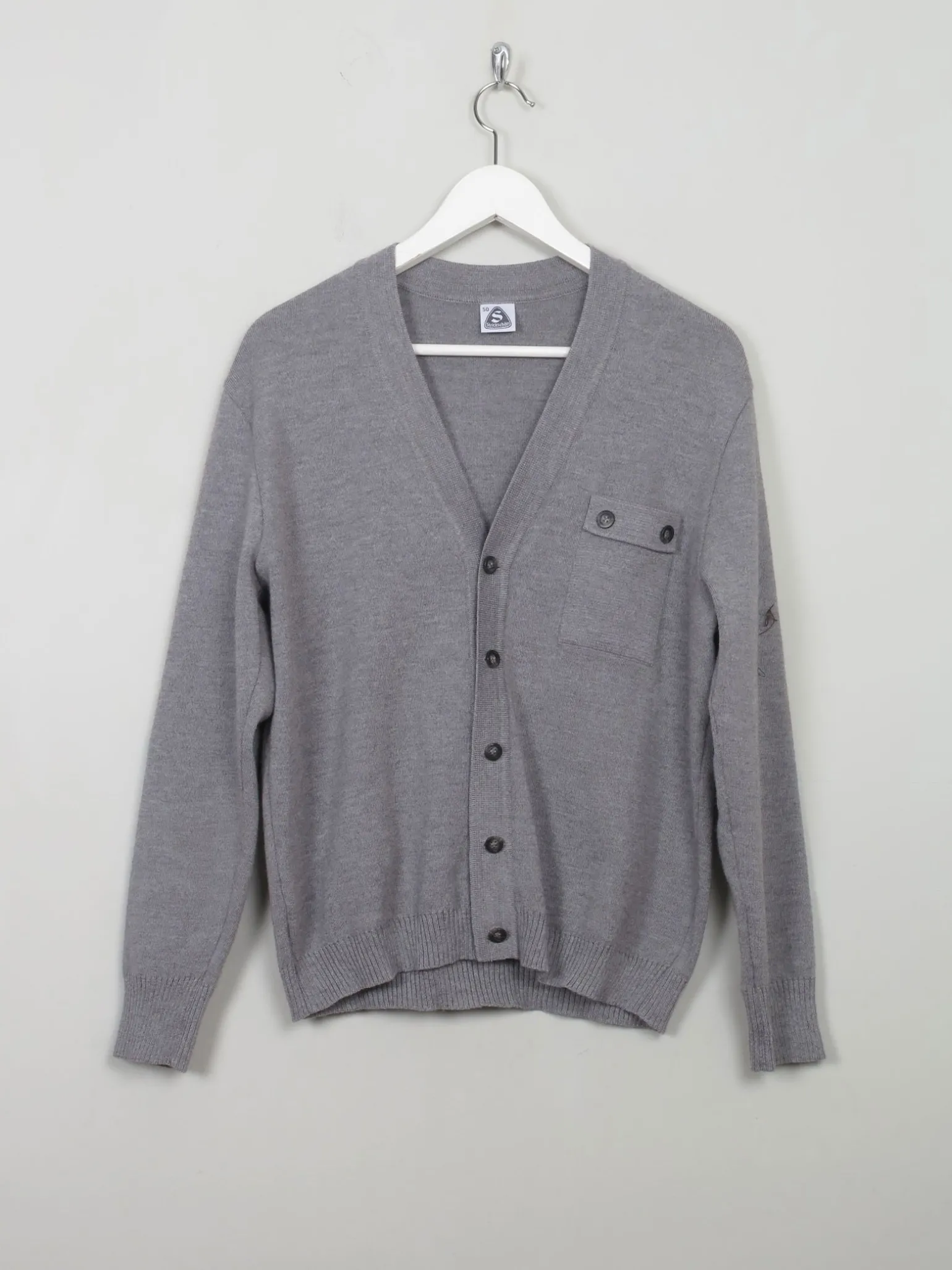 Men's Vintage Grey Wool Cardigan XS/S