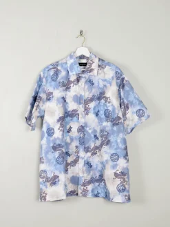 Men's Vintage Hawaiian Dragon Shirt Blue XL