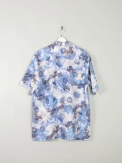 Men's Vintage Hawaiian Dragon Shirt Blue XL