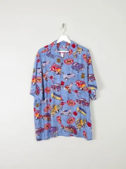 Men's Vintage Hawaiian Shirt Route 66 Printed Shirt XL