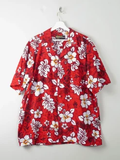 Men's Vintage Hawaiian Shirt Red XL