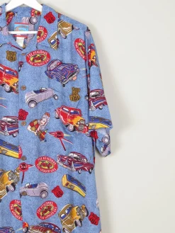 Men's Vintage Hawaiian Shirt Route 66 Printed Shirt XL