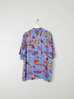 Men's Vintage Hawaiian Shirt Route 66 Printed Shirt XL