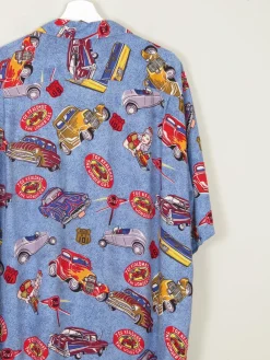 Men's Vintage Hawaiian Shirt Route 66 Printed Shirt XL
