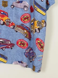Men's Vintage Hawaiian Shirt Route 66 Printed Shirt XL
