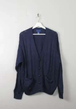 Men's Vintage Knitted Cardigan Blue L