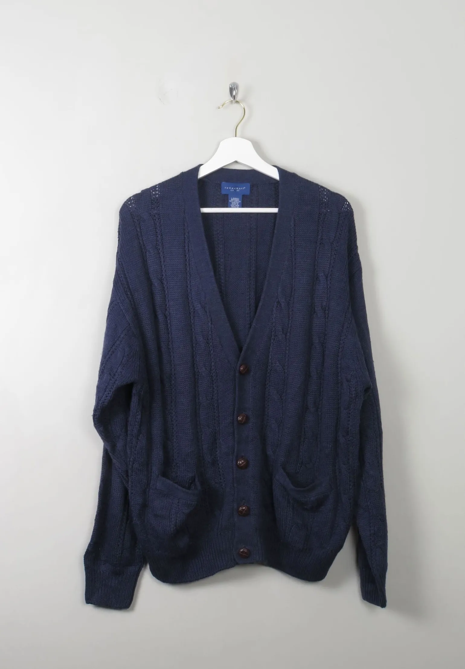 Men's Vintage Knitted Cardigan Blue L