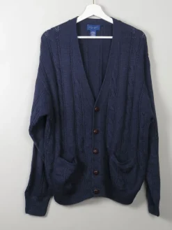 Men's Vintage Knitted Cardigan Blue L