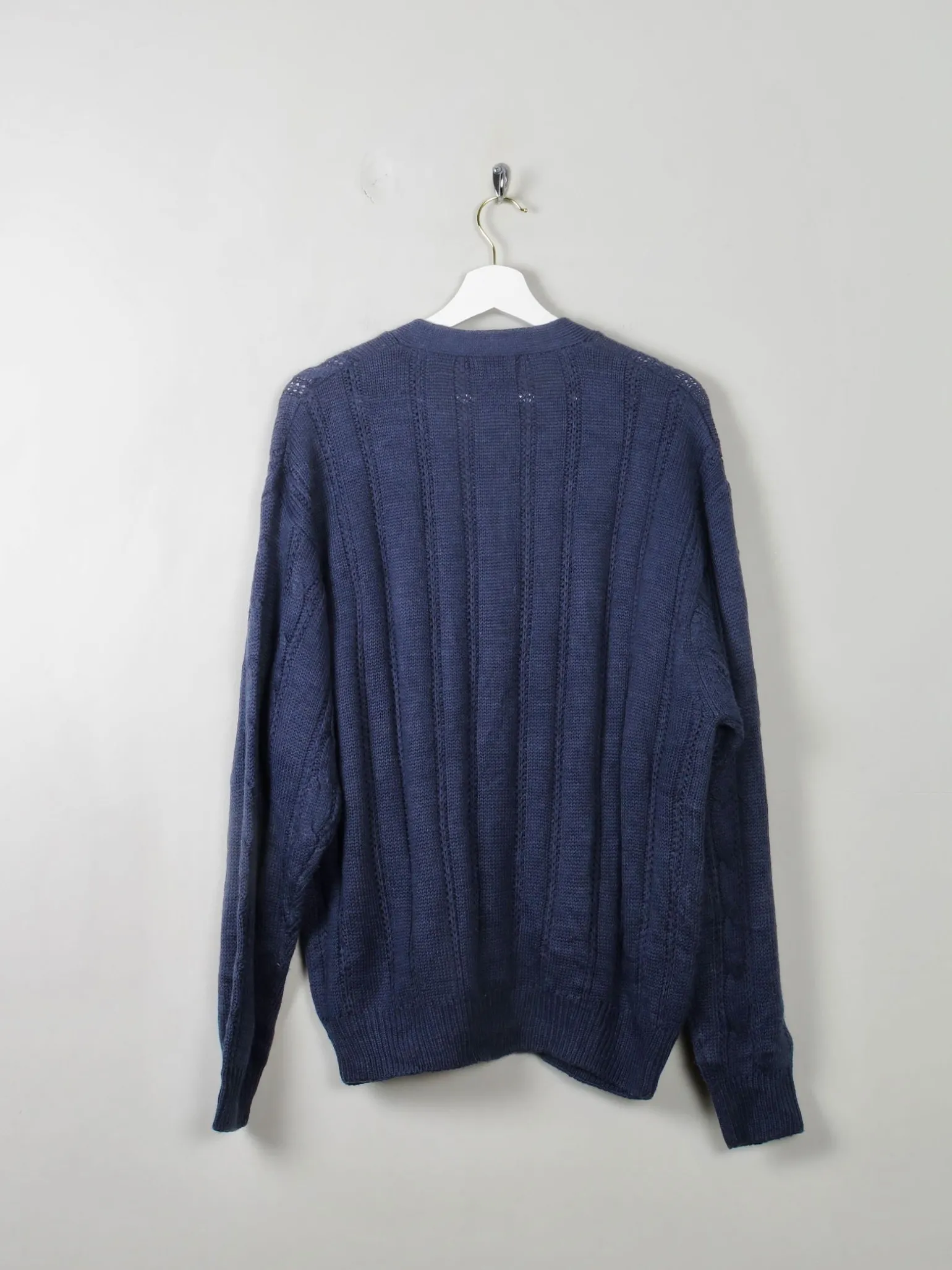 Men's Vintage Knitted Cardigan Blue L