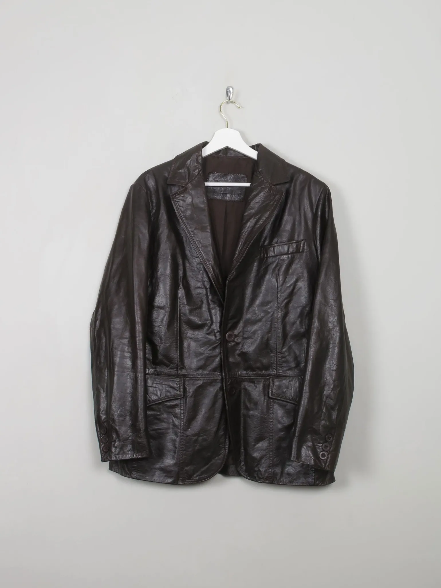 Men's Vintage Leather Dark Brown Jacket S