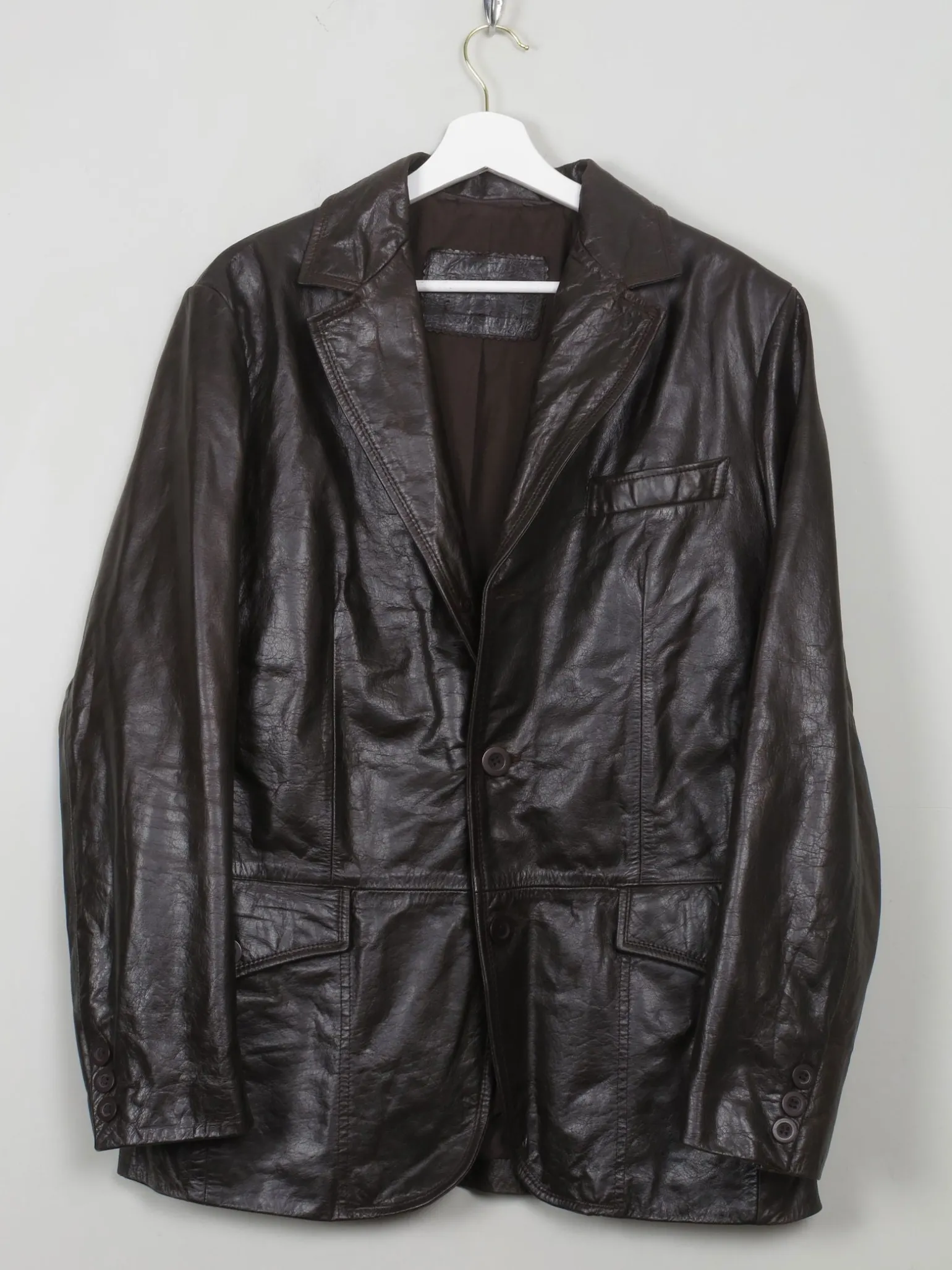 Men's Vintage Leather Dark Brown Jacket S