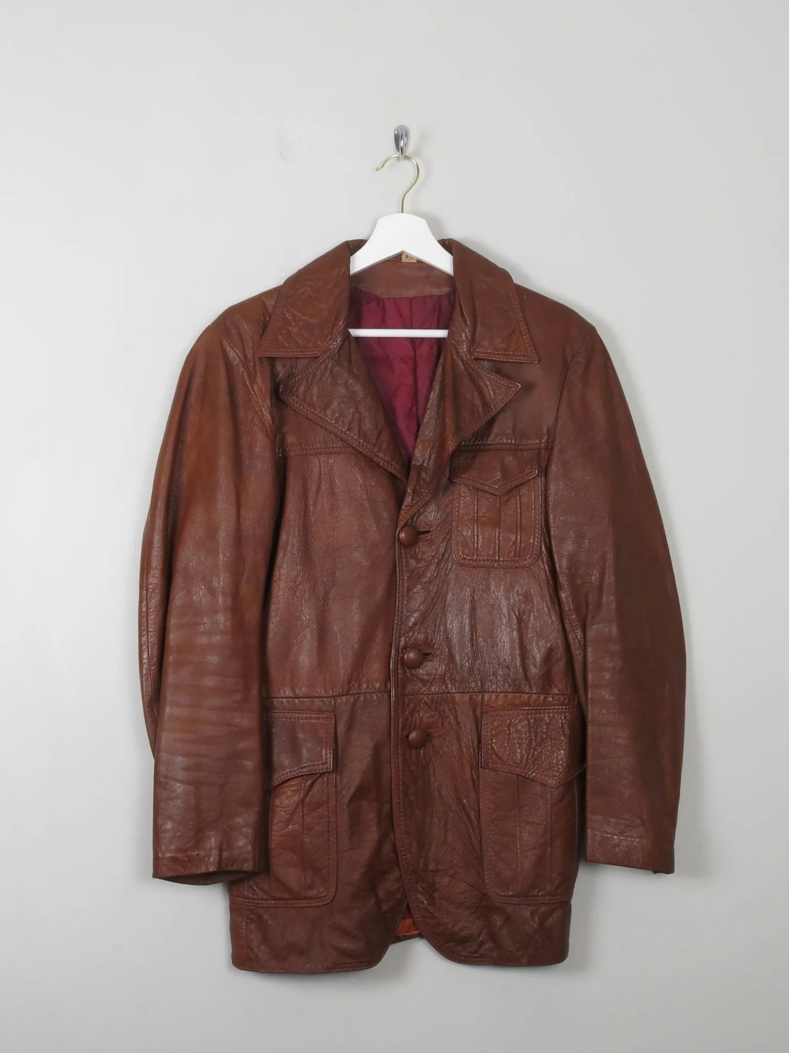 Men's Vintage Leather Jacket Rust S