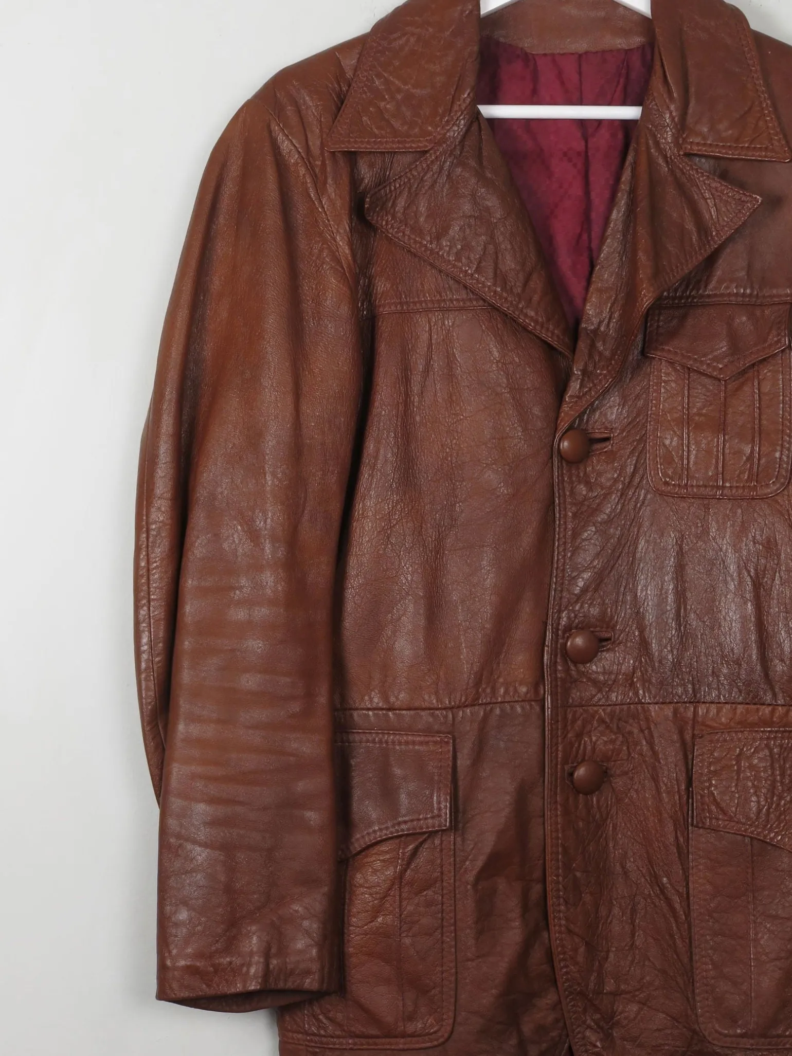 Men's Vintage Leather Jacket Rust S