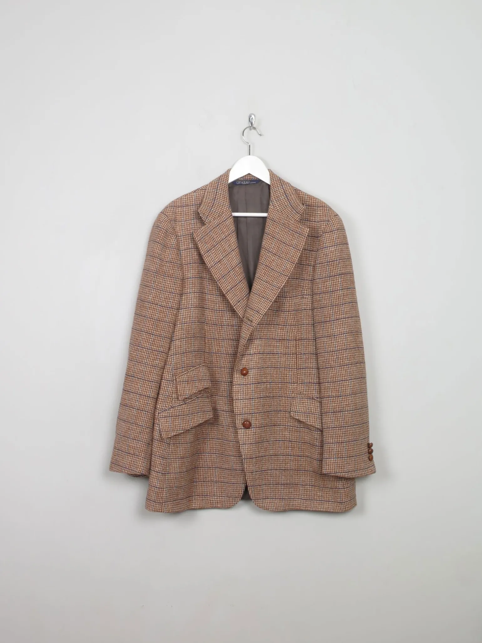 Men's Vintage Light Brown Heavy Tweed Polo Ralph Lauren Jacket L/44