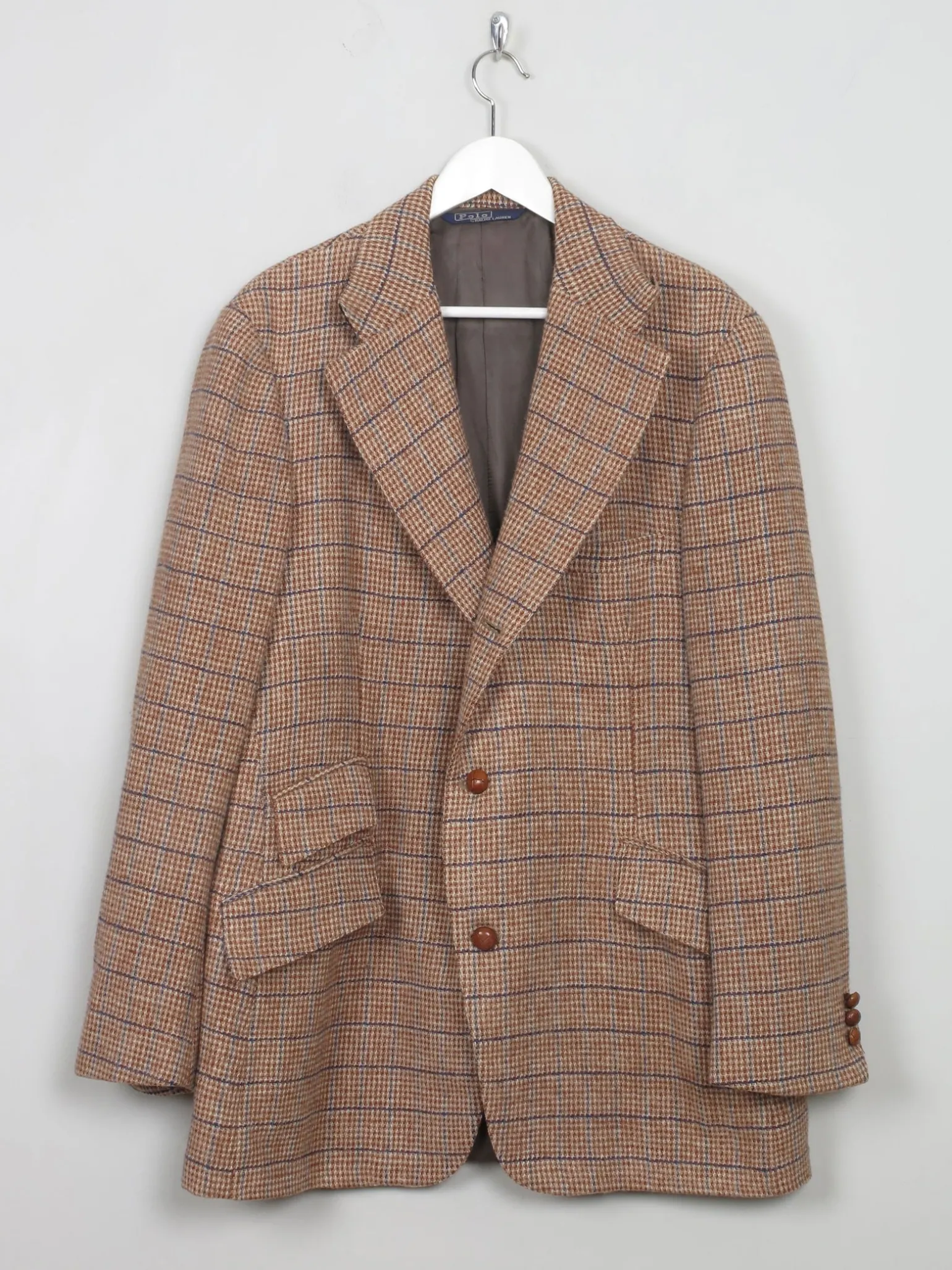Men's Vintage Light Brown Heavy Tweed Polo Ralph Lauren Jacket L/44