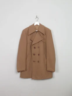 Men's Vintage Light Brown/Camel Short Wool Coat 42"