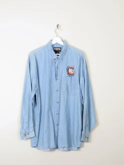 Men's Vintage Light Denim Work Shirt M/L [Oversized]