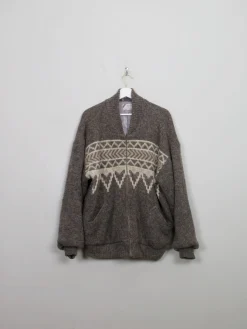Men's Vintage Lined Heavy Cardigan Bomber Jacket L