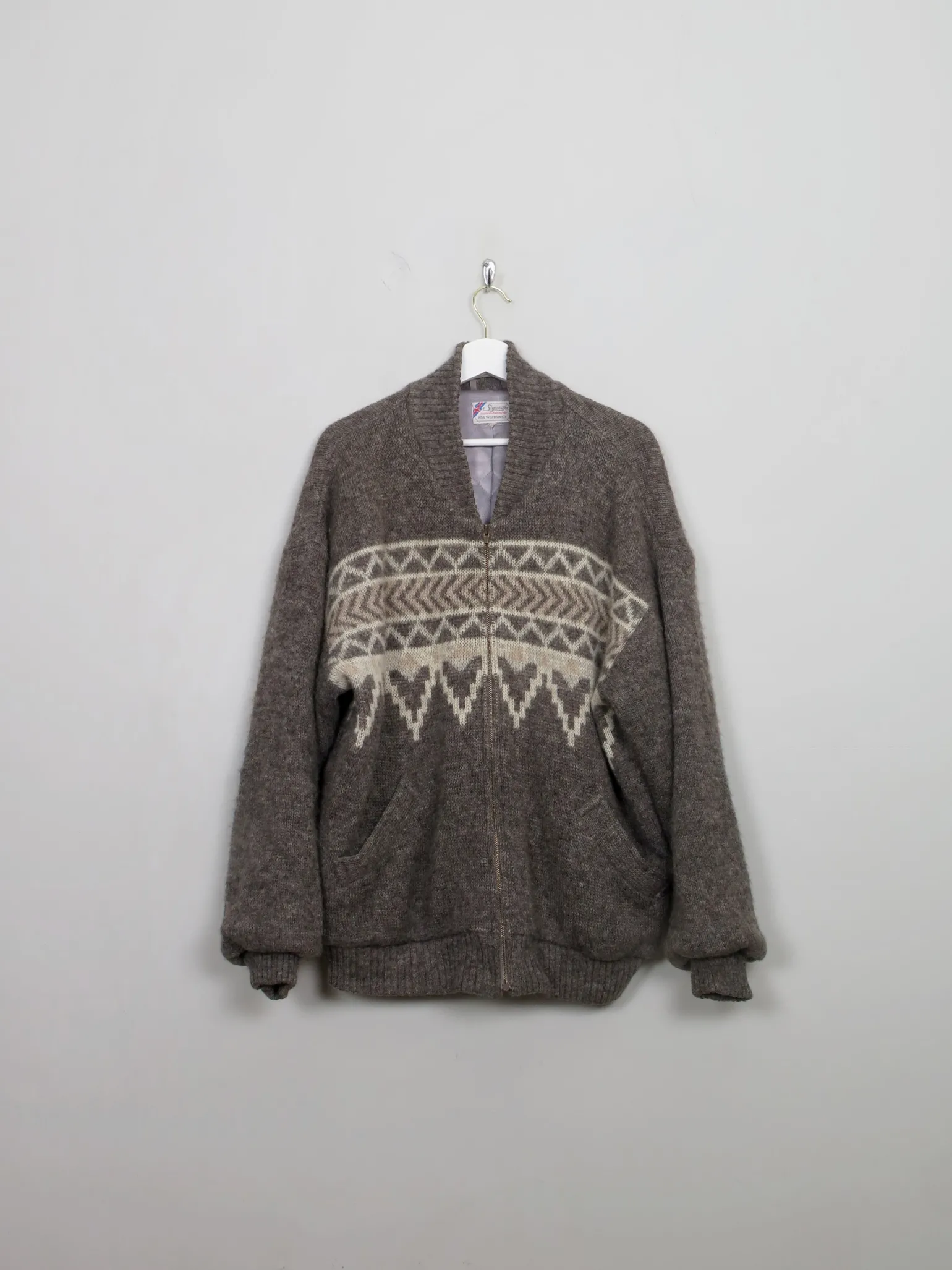 Men's Vintage Lined Heavy Cardigan Bomber Jacket L