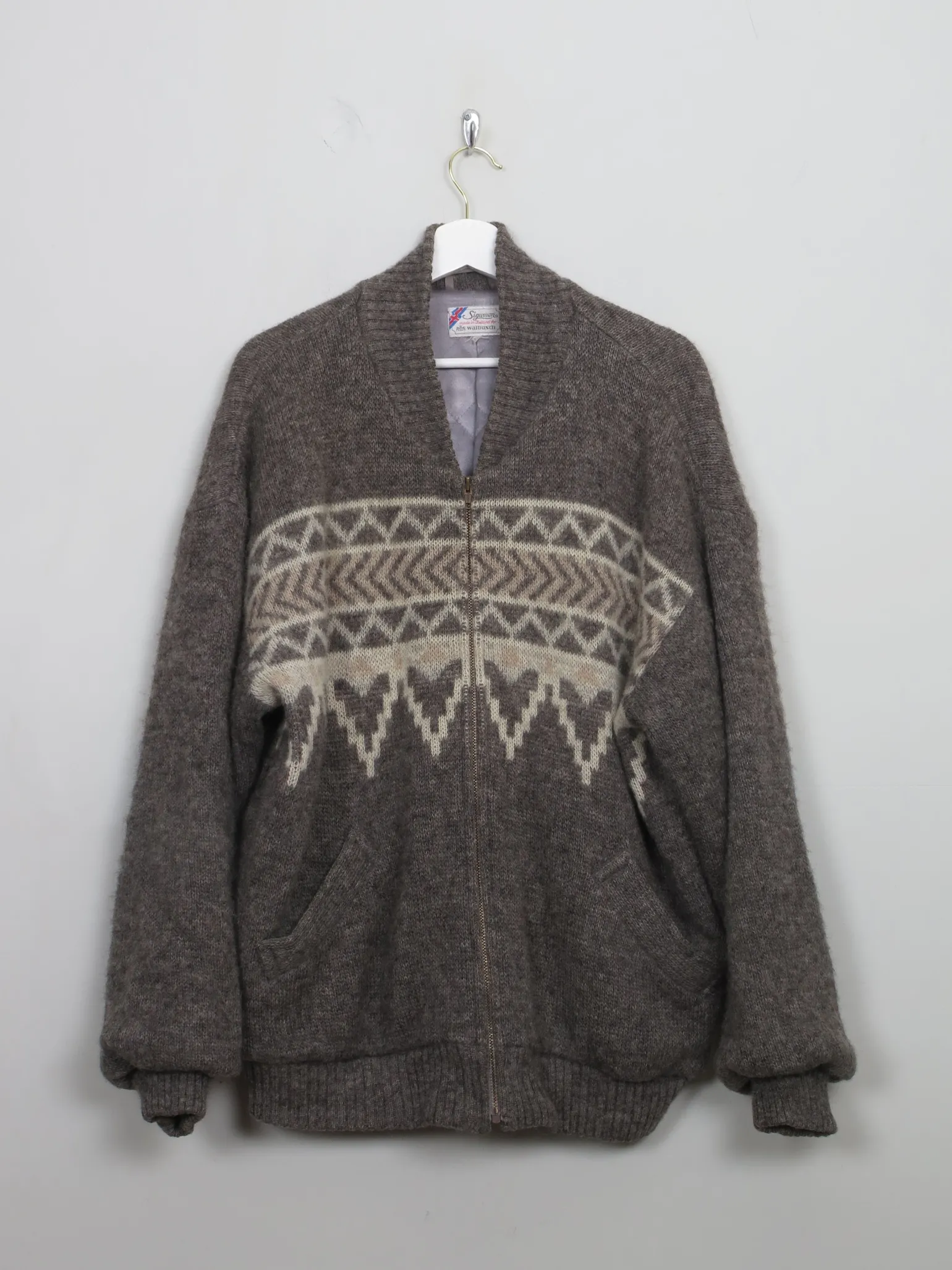 Men's Vintage Lined Heavy Cardigan Bomber Jacket L