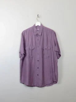 Men's Vintage Mauve Silk Shirt L