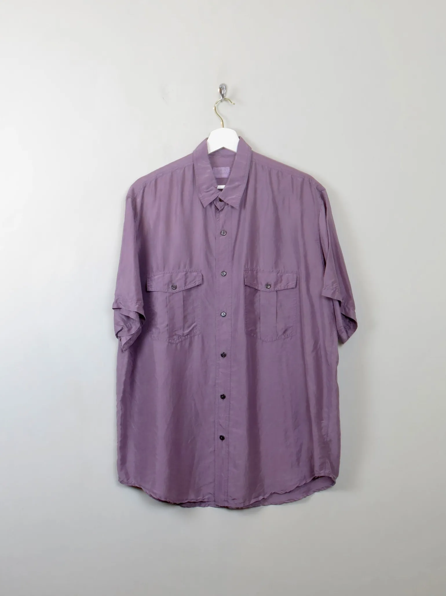 Men's Vintage Mauve Silk Shirt L