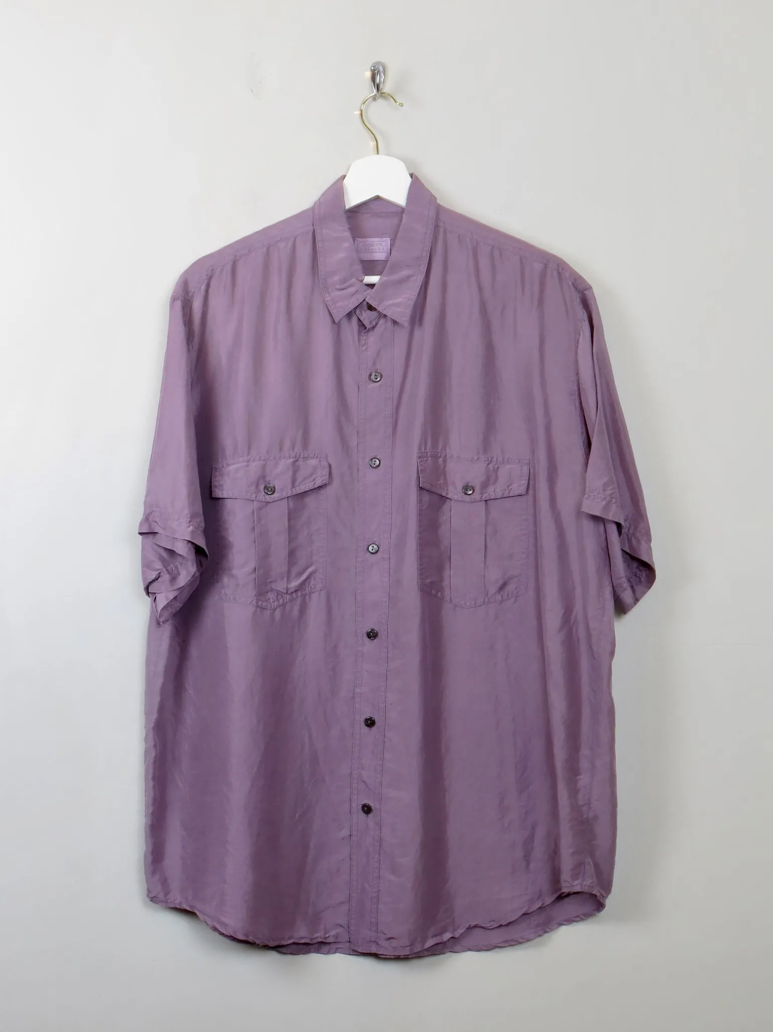 Men's Vintage Mauve Silk Shirt L