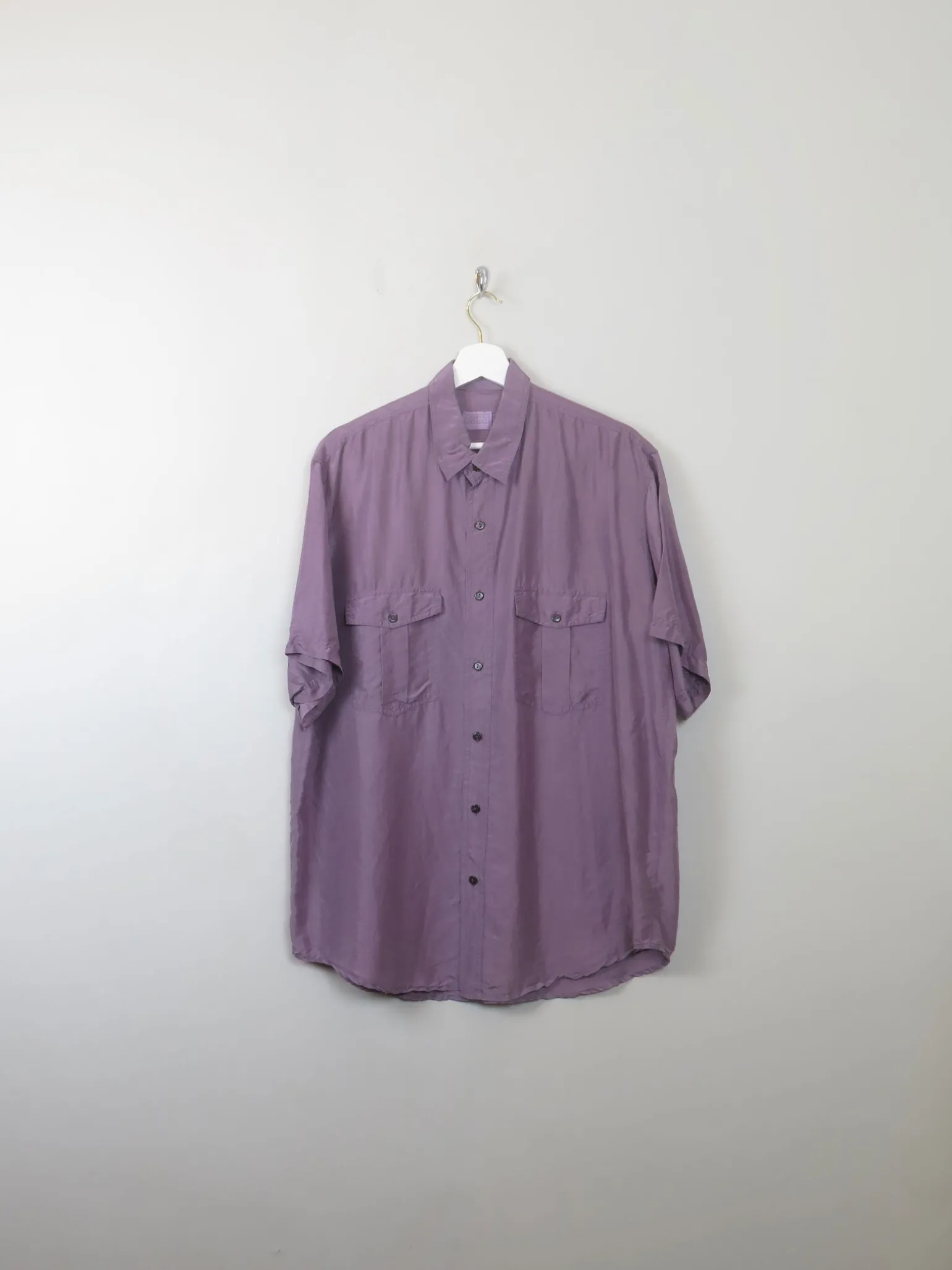 Men's Vintage Mauve Silk Shirt L
