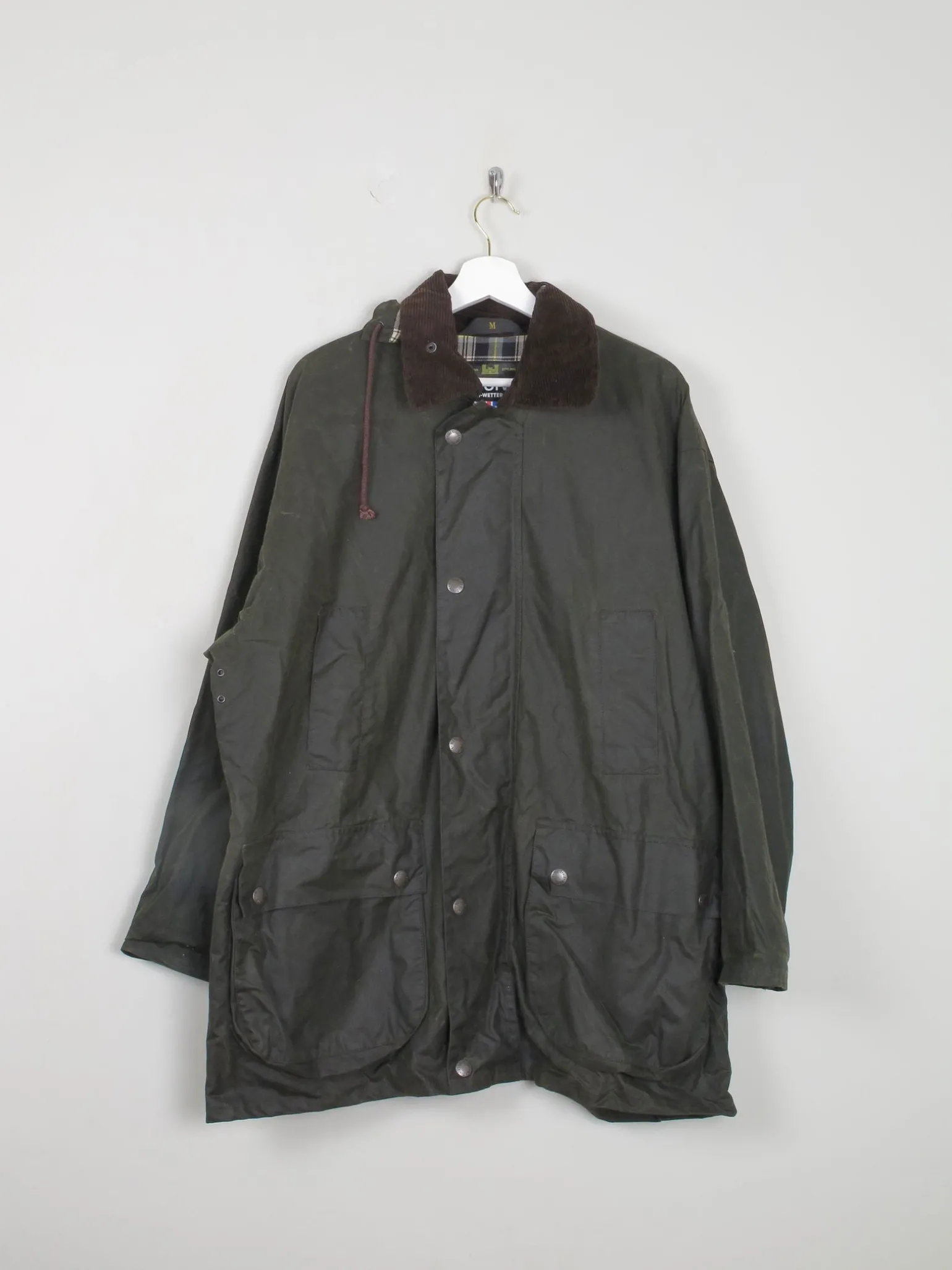 Men's Vintage Mc Orvis Wax Jacket With Hood Relaxed Fit M