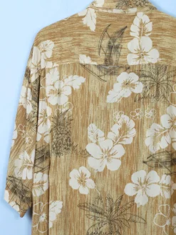 Men's Vintage Mustard Floral Hawaiian Style Shirt XL
