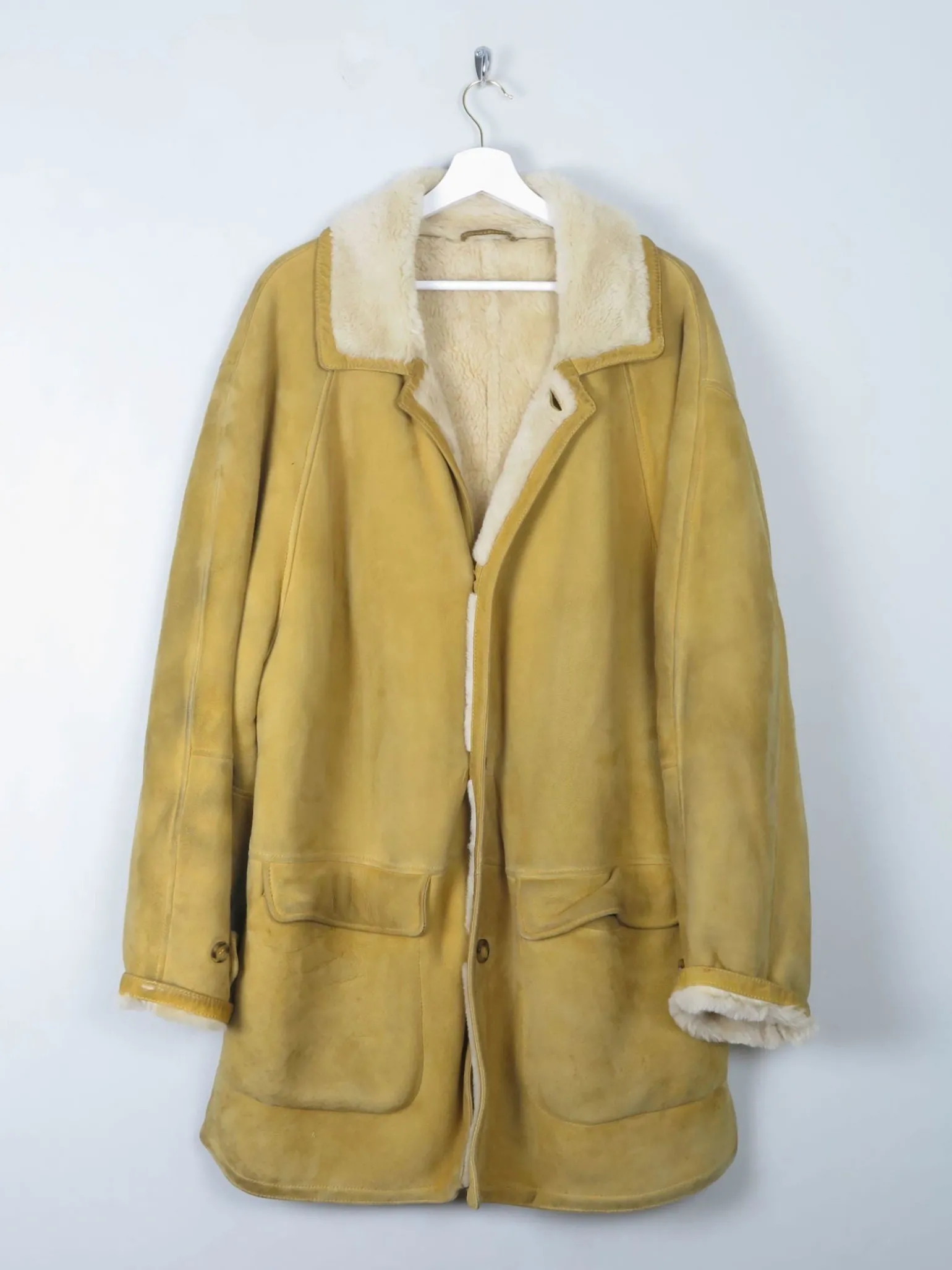 Mens Vintage Mustard Shearling Sheepskin L/XL