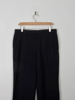 Men's Vintage Navy & White Pinstripe Wool Trousers 33"W 31" L