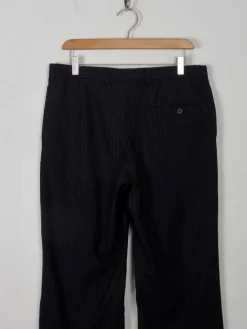Men's Vintage Navy & White Pinstripe Wool Trousers 33