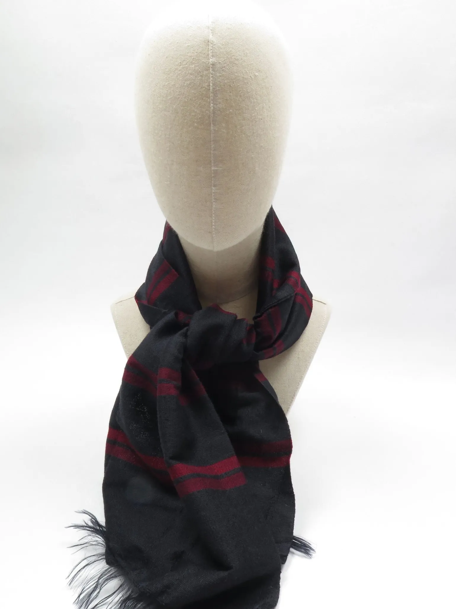 Men's Vintage Navy & Wine Wool Scarf