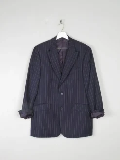 Men's Vintage Navy Pinstripe Tailored Vintage Jacket 42R"/L